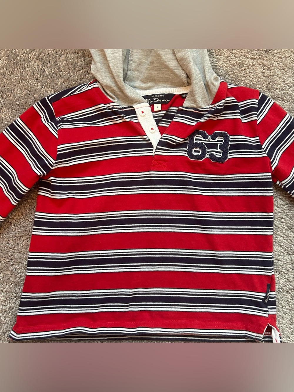 🇬🇧 Ben Sherman Kids 2-Piece Set — Striped Hoodie + Navy Cargo Joggers — Size S 🎽